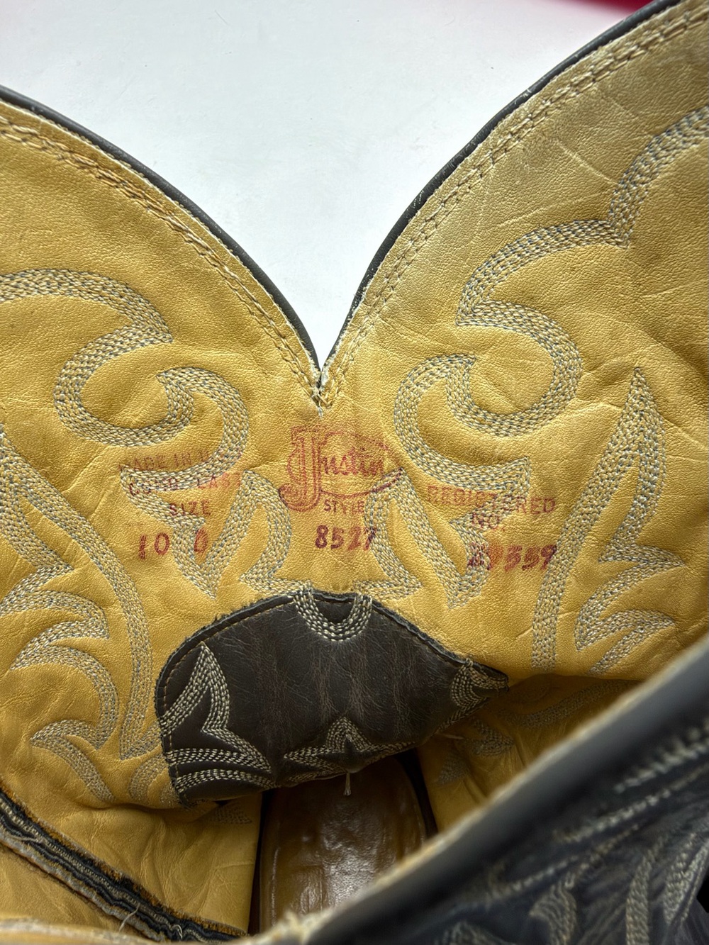 Justin Mens Western Cowboy Boots 8527 Grey Black Leather Elephant Print Size 10 - Picture 13 of 16